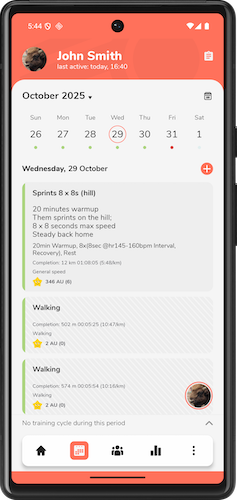 Good Coach App mobile app calendar